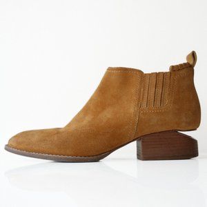 alexander wang 'kori' cutout metal heel chelsea booties in camel brown suede